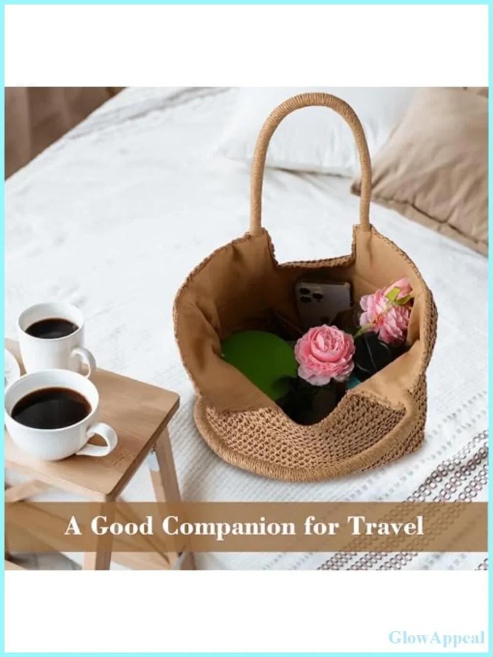 Straw Beach Tote Bag for Women Summer Woven Handbag Large Capacity